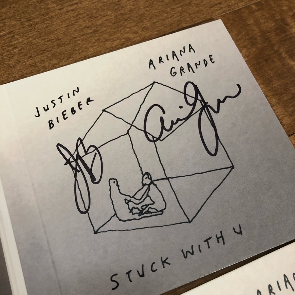 Ariana Grande Justin Bieber Signed CD Stuck with U